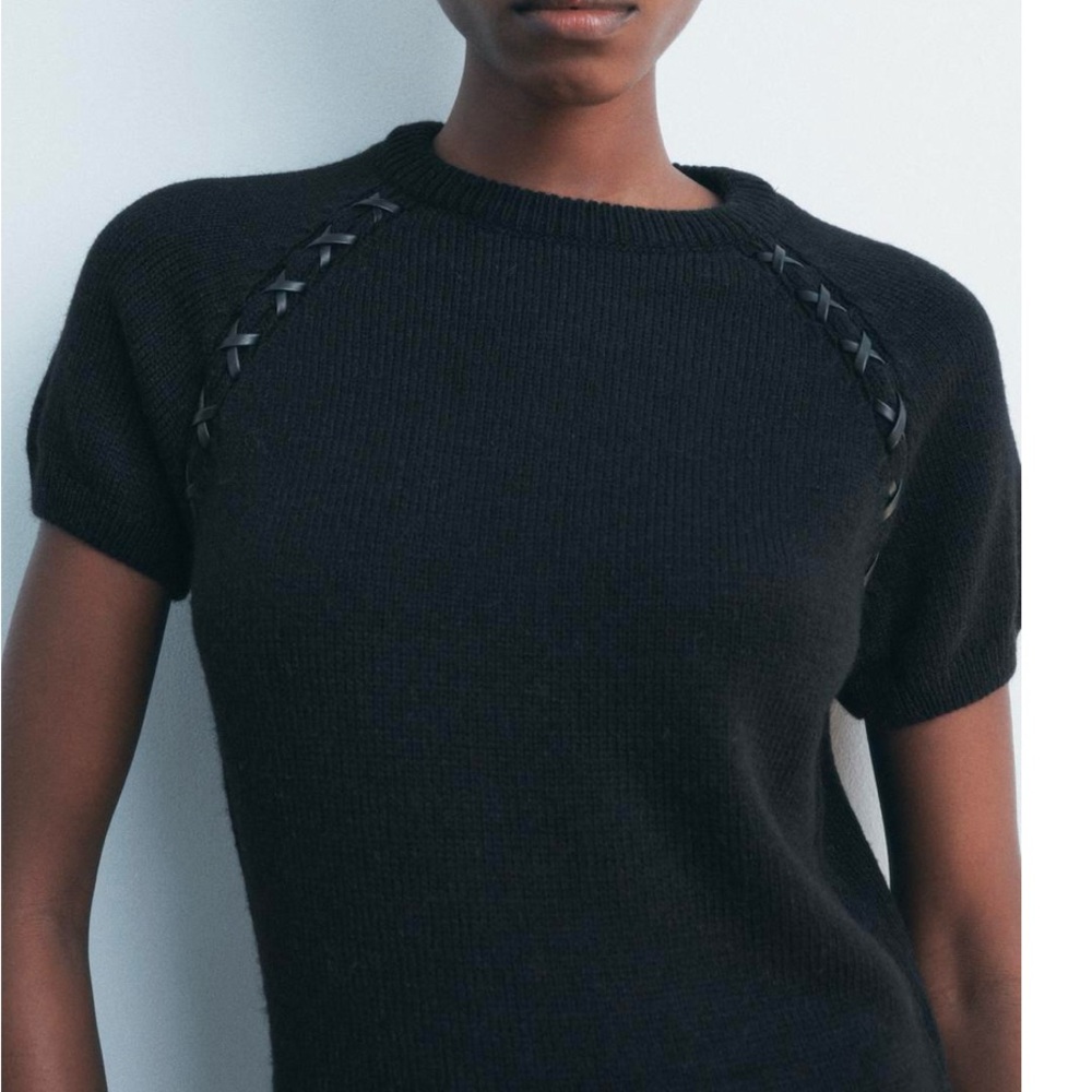 NWT - Elegant Zara Sweater Dress - Leather Straps - Picture 2 of 6